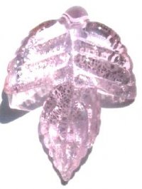 1 35x25mm Light Pink with Silver Foil Lampwork Twisted Leaf Pendant